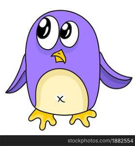 cute purple penguin. cartoon illustration sticker emoticon