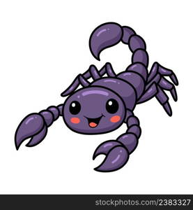 Cute purple scorpion cartoon character