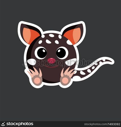 cute quoll sticker template in flat vector style