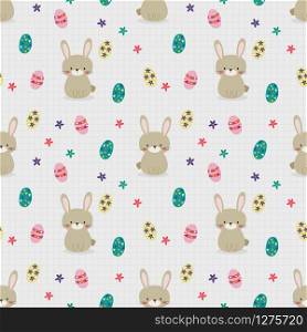 Cute rabbit and easter eggs seamless pattern. Lovely bunny on easter background.