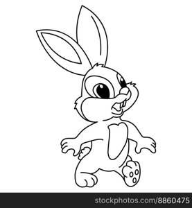 Cute rabbit cartoon coloring page illustration vector. For kids coloring book.