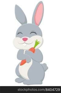 Cute rabbit cartoon holding carrot