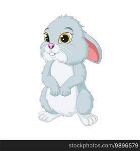 Cute rabbit cartoon standing on white background