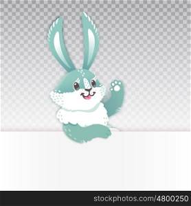 Cute rabbit cartoon waving hand. Vector illustration grouped and layered easy editing with banner for your text. Cute rabbit cartoon waving hand. Vector illustration grouped and layered easy editing with banner for your text.