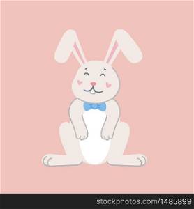 Cute rabbit. Easter cartoon bunny pink background. Flat style vector illustration.. Cute rabbit. Easter cartoon bunny pink background. Flat style vector illustration