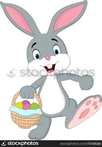 Cute rabbit holding easter basket