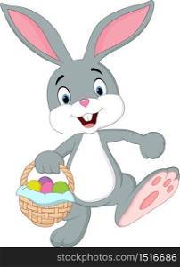 Cute rabbit holding easter basket