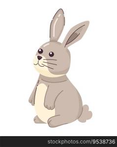 Cute rabbit semi flat color vector character. Dreamy bunny sitting. Editable full body animal on white. Simple cartoon spot illustration for web graphic design. Cute rabbit semi flat color vector character