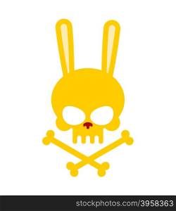 Cute rabbit skull with bones. Good, Honey Head skeleton Hare. logo, emblem for Halloween&#xA;