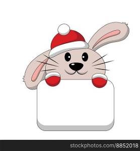 Cute Rabbit with poster without text in color for congratulation