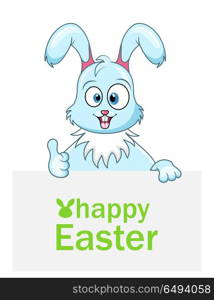 Cute Rabbit with Sheet of Paper for Happy Easter. Cute Rabbit with Sheet of Paper for Happy Easter - Illustration Vector