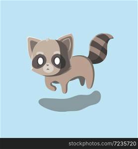 Cute Raccoon on pastel background.