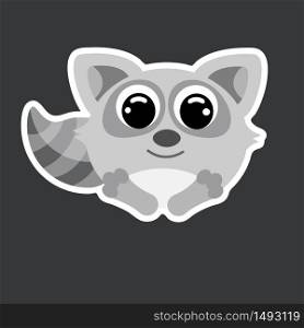 cute raccoon sticker template in flat vector style
