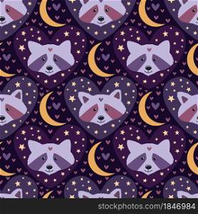 Cute racoons with stars and moons in pink and purple colors for children pajamas design or slumber prty decorations. Cute racoons with stars and moons in pink and purple colors for children pajamas design or slumber prty decorations.