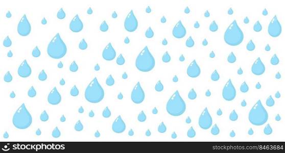 Cute Rain Drops seamless pattern on blue background. Vector colorful pattern. Weather forecast concept. World Earth day icon. Summer season come.