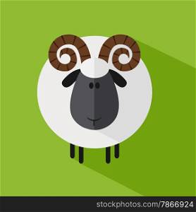 Cute Ram Sheep.Modern Flat Design Illustration variant 1