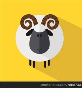 Cute Ram Sheep.Modern Flat Design Illustration variant 2