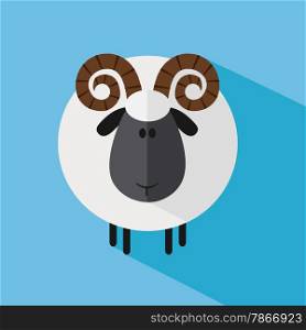 Cute Ram Sheep.Modern Flat Design Illustration variant 3