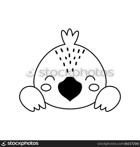 Cute raven head in Scandinavian style. Animal face for kids t-shirts, wear, nursery decoration, greeting cards, invitations, poster, house interior. Vector stock illustration