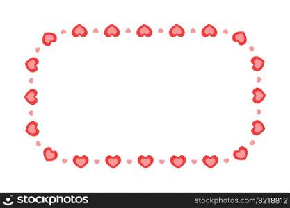 Cute rectangle frame decorated with hearts. Template for Valentine day invitation card, photo, picture, banner. Vector flat illustration isolated on white background.. Cute rectangle frame decorated with hearts. Template for Valentine day invitation card, photo, picture, banner. Vector flat illustration