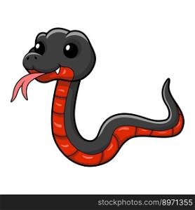 Cute red bellied black snake cartoon