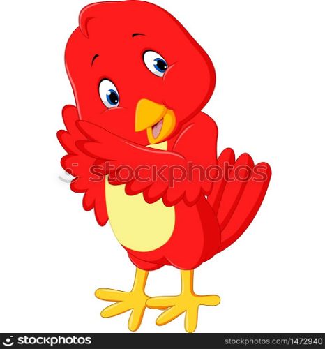 Cute red bird cartoon