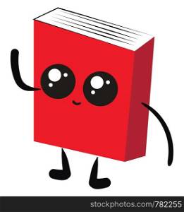 Cute red book, illustration, vector on white background.