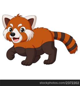 Cute red panda cartoon walking