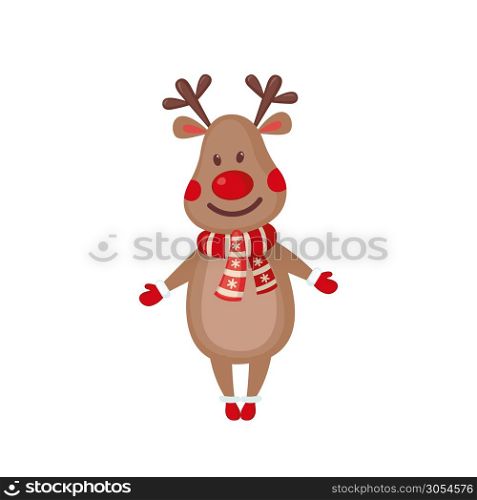 Cute Reindeer icon in flat style isolated on white background. Christmas symbol. Vector illustration.. Cute Reindeer icon in flat style.