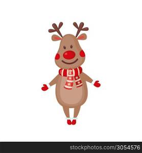 Cute Reindeer icon in flat style isolated on white background. Christmas symbol. Vector illustration.. Cute Reindeer icon in flat style.