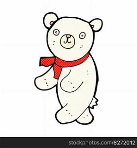 cute retro comic book style cartoon polar teddy bear