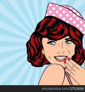 cute retro woman in comics style, vector illustration