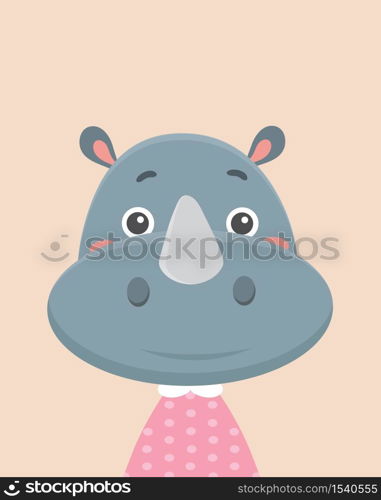 Cute rhinoceros.Childish print for nursery,kids apparel,poster,postcard.. Cute rhinoceros.