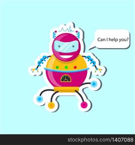 Cute robot in flat style on white background.Vector illustration