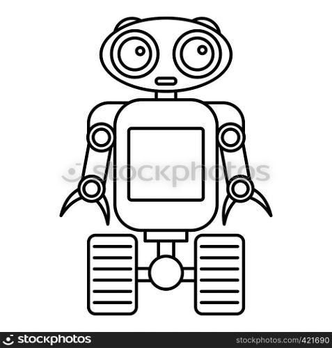 Cute robot on wheels icon. Outline illustration of cute robot on wheels vector icon for web. Cute robot on wheels icon, outline style