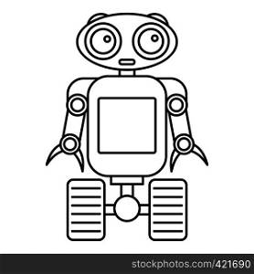 Cute robot on wheels icon. Outline illustration of cute robot on wheels vector icon for web. Cute robot on wheels icon, outline style