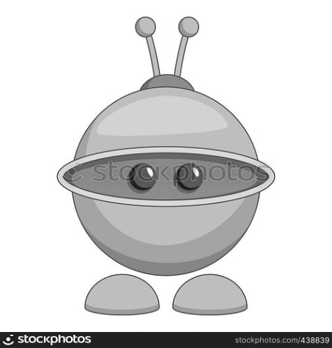 Cute robot toy icon in monochrome style isolated on white background vector illustration. Cute robot toy icon monochrome