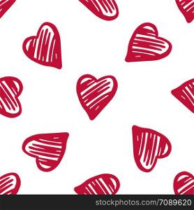 Cute romantic hearts seamless pattern. 14 february wallpaper. Valentines Day backdrop. Hand drawn ornament, texture. Wedding template Vector illustration. Cute romantic hearts seamless pattern. 14 february wallpaper.