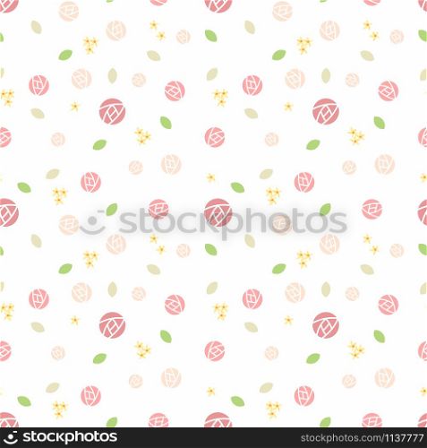 Cute rose and tiny flower seamless pattern.