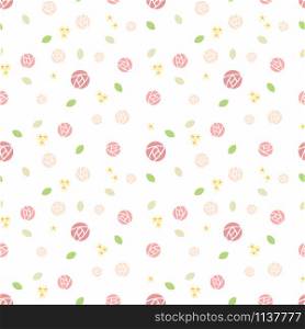 Cute rose and tiny flower seamless pattern.
