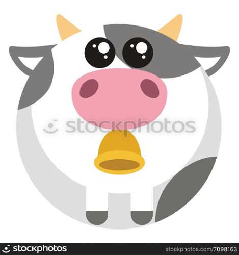 Cute round cow, illustration, vector on white background.