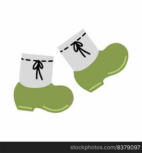Cute rubber boots for gardening. Vector doodle illustration.