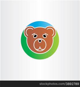 cute sad bear head icon design