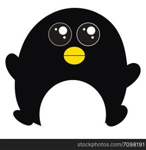 Cute sad penguin, illustration, vector on white background.