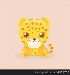 Cute Safari Leopard Cheetah Vector Illustration. . Cute Safari Leopard Cheetah 