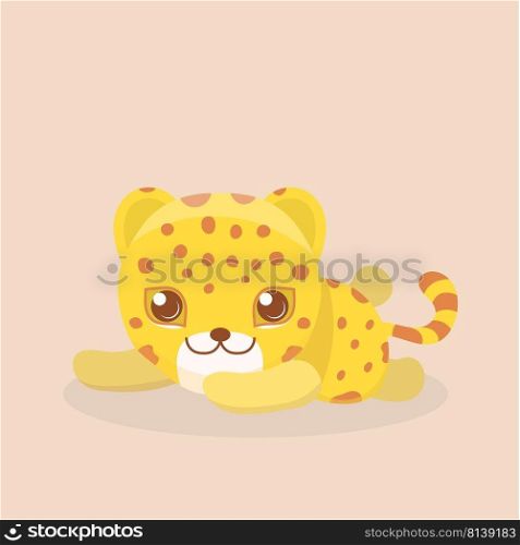 Cute Safari Leopard Cheetah Vector Illustration. . Cute Safari Leopard Cheetah 