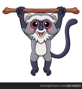 Cute samango monkey cartoon hanging on tree