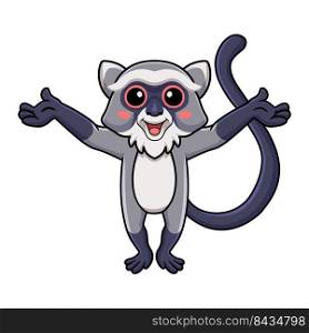 Cute samango monkey cartoon raising hands