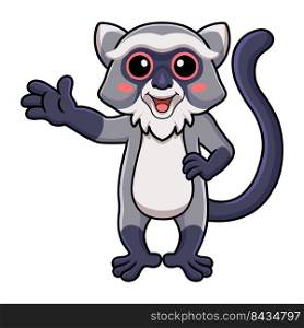 Cute samango monkey cartoon waving hand