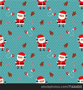 Cute Santa claus and Christmas cookies seamless pattern.